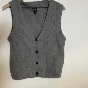 GAP Charcoal Knit Buttoned Vest